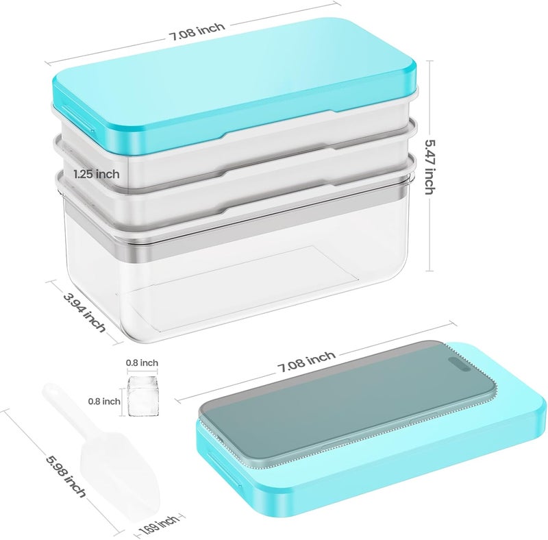 PHINOX Ice Cube Tray with Lid and Bin, 3 Pack Plastic Ice Cube Tray Molds, 96(4 * 8 * 3) pcs Ice Trays for freezer, Chilling Drinks, Whiskey & Cocktails, with Ice Container and Ice Scoop, BPA-Free - Image 4