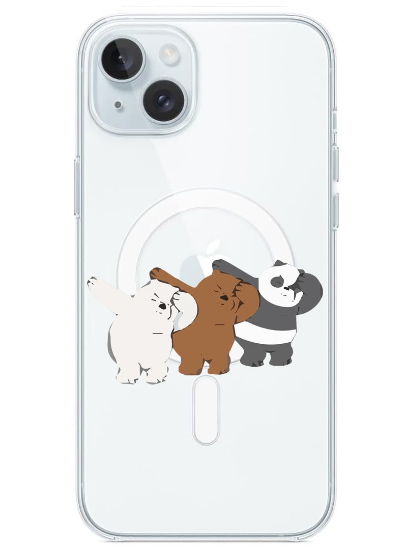 Theodor Magnetic Case for iPhone 15 Plus 6.7-inch Compatible with MagSafe Wireless Charging, Shockproof Phone Bumper Cover Bears dance - Image 1
