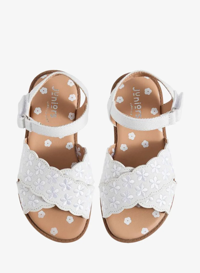 JUNIORS Girls Embroidered Hook & Loop Sandals