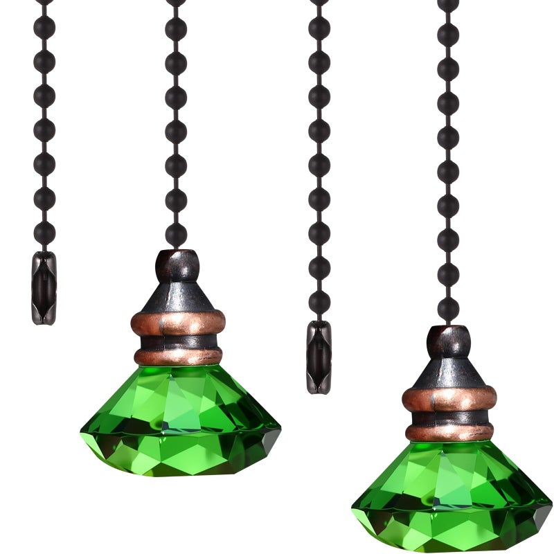 JOVITEC 2 Pieces Light Pull Chain Extension Ceiling Fan Pull Chain Ornaments Decorative 1 Meter Long Each(Green Color) - Image 1