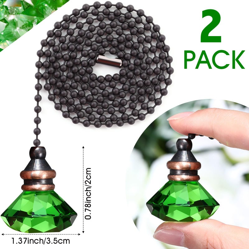 JOVITEC 2 Pieces Light Pull Chain Extension Ceiling Fan Pull Chain Ornaments Decorative 1 Meter Long Each(Green Color) - Image 2