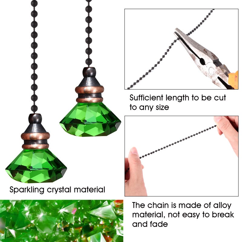 JOVITEC 2 Pieces Light Pull Chain Extension Ceiling Fan Pull Chain Ornaments Decorative 1 Meter Long Each(Green Color) - Image 3