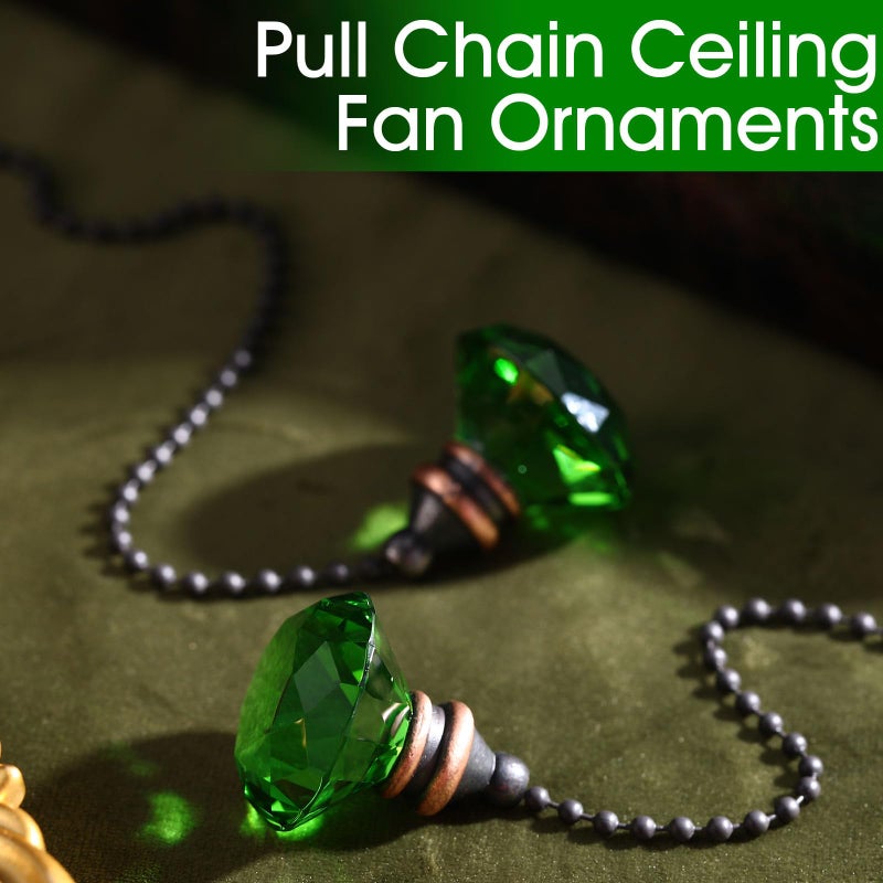 JOVITEC 2 Pieces Light Pull Chain Extension Ceiling Fan Pull Chain Ornaments Decorative 1 Meter Long Each(Green Color) - Image 4