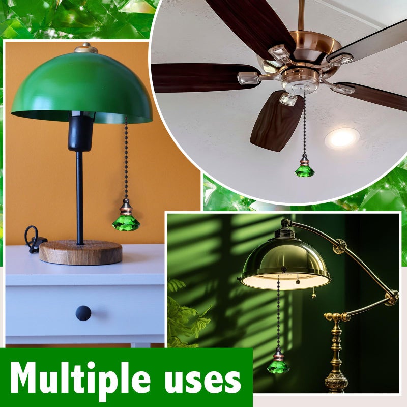JOVITEC 2 Pieces Light Pull Chain Extension Ceiling Fan Pull Chain Ornaments Decorative 1 Meter Long Each(Green Color) - Image 5