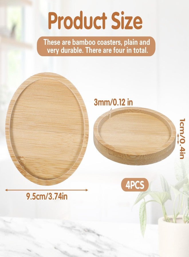 Guduling 4-Pack Bamboo CoastersRound Wooden Coasters Set of 4,CoastersWood for Drinks,for Hot & Cold Cups, Table Protectors with Elegant Design - Image 2