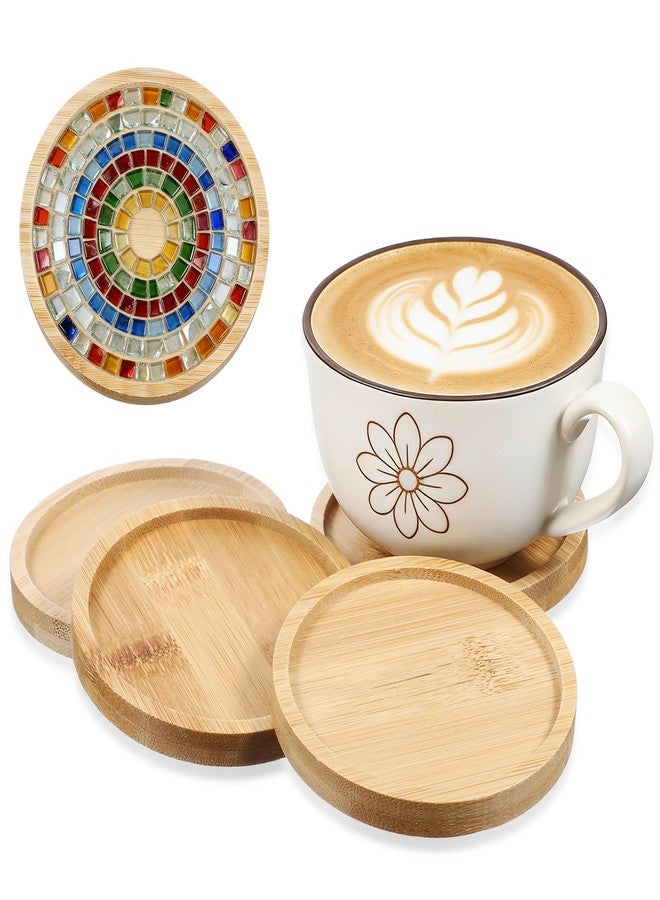 Guduling 4-Pack Bamboo CoastersRound Wooden Coasters Set of 4,CoastersWood for Drinks,for Hot & Cold Cups, Table Protectors with Elegant Design - Image 1