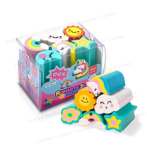 FunBlast Rainbow and Unicorn Erasers for Kids – Colorful Pencil Erasers for Kid, Boys, Girls, Kawaii Erasers, Fancy Eraser for Children School Kids, Return Gift - Image 1