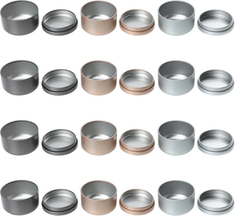STOBAZA 12pcs Matte Metal Tea Canisters Set, Small Sealed Tea Leaves Canister and Candy Storage Jars, Multi-color Frosted Gold, Iron Gray, Silver for Household Kitchen Organization - Image 1