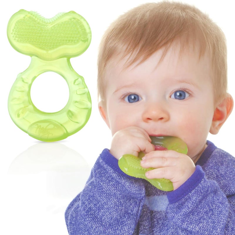 Nuby Silicone Teethe-EEZ Teether with Bristles, Includes Hygienic Case, Green (Pack of 1) - Image 1