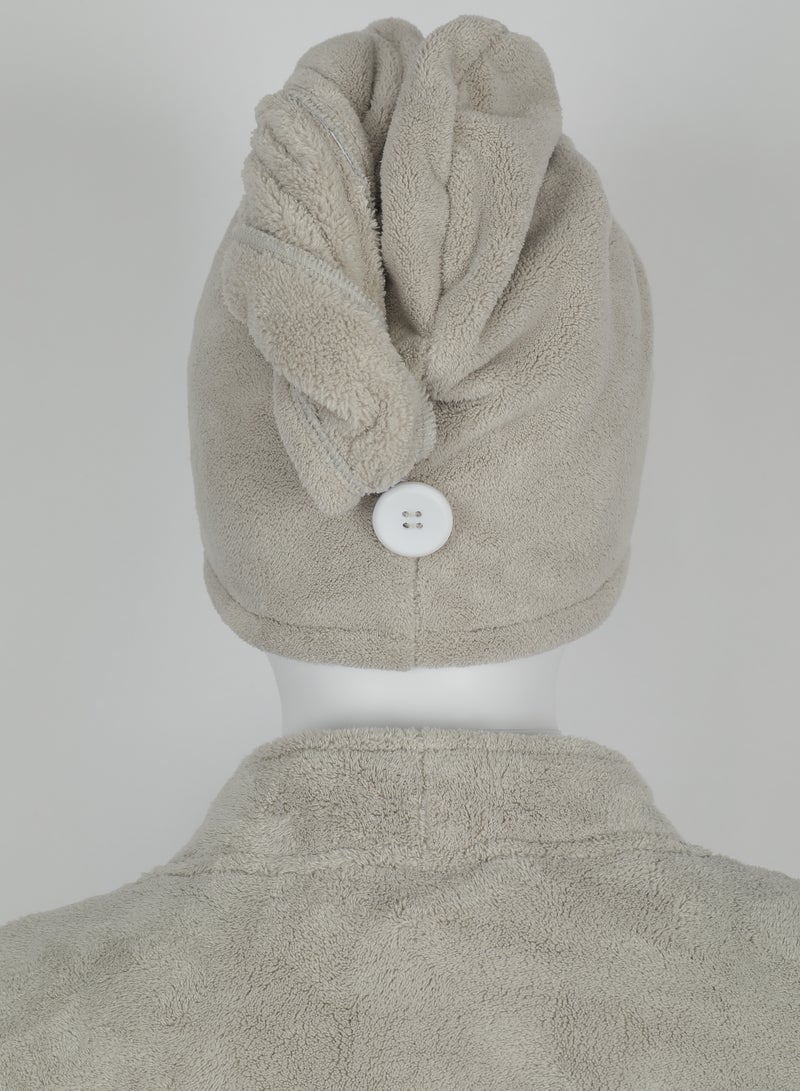 دكتور النووم منشفة شعر رمادية فاتحة 25x68 سم - ناعمة للغاية من قماش الفليس الكورالي الفاخر، فائقة الامتصاص، خفيفة الوزن، ومثالية للبشرة الحساسة - تصميم سريع الجفاف ومتينة - Image 1