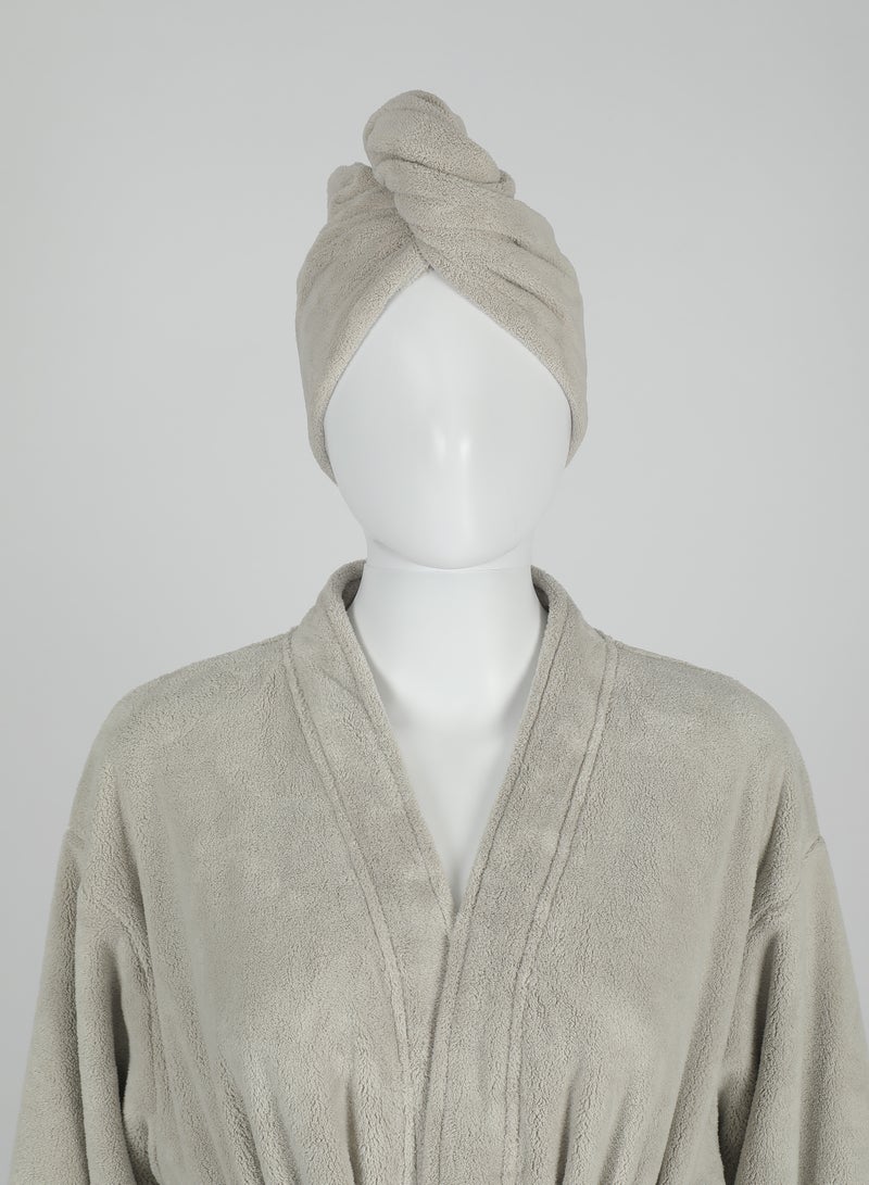 دكتور النووم منشفة شعر رمادية فاتحة 25x68 سم - ناعمة للغاية من قماش الفليس الكورالي الفاخر، فائقة الامتصاص، خفيفة الوزن، ومثالية للبشرة الحساسة - تصميم سريع الجفاف ومتينة - Image 2