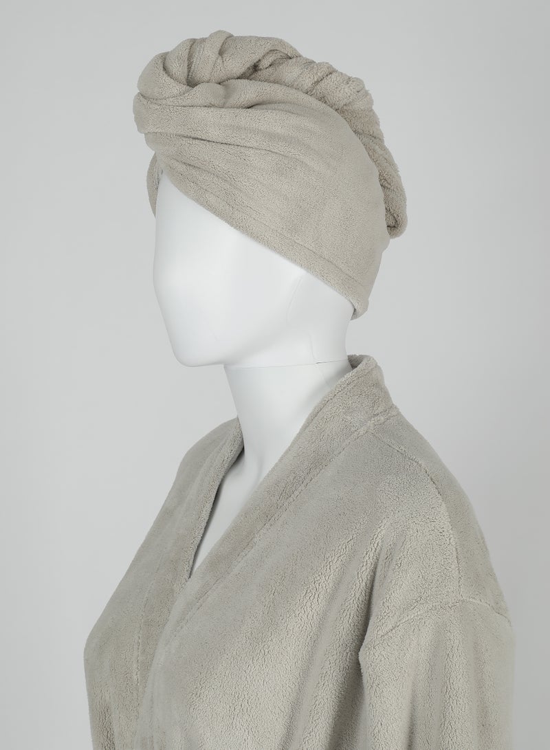 دكتور النووم منشفة شعر رمادية فاتحة 25x68 سم - ناعمة للغاية من قماش الفليس الكورالي الفاخر، فائقة الامتصاص، خفيفة الوزن، ومثالية للبشرة الحساسة - تصميم سريع الجفاف ومتينة - Image 3