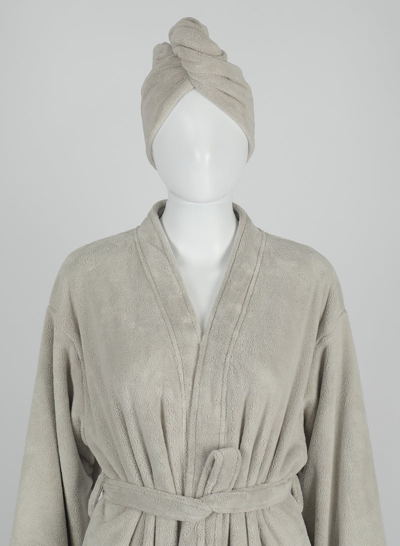 دكتور النووم منشفة شعر رمادية فاتحة 25x68 سم - ناعمة للغاية من قماش الفليس الكورالي الفاخر، فائقة الامتصاص، خفيفة الوزن، ومثالية للبشرة الحساسة - تصميم سريع الجفاف ومتينة - Image 4