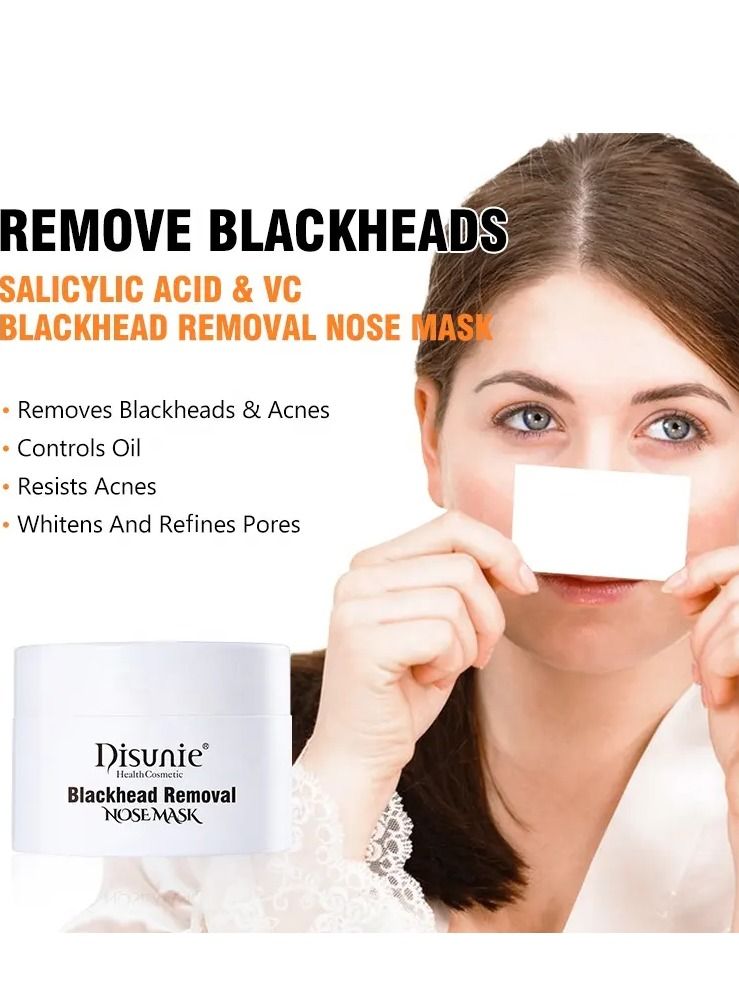 Disunie قناع إزالة الرؤوس السوداء مع 60 شريط لإزالة الرؤوس السوداء قناع تقشير للأنف منظف مسام الوجه قناع تنقية للوجه لمقاومة حب الشباب والتحكم في الزيوت قناع إزالة الرؤوس السوداء للأنف 30 جرام - Image 3