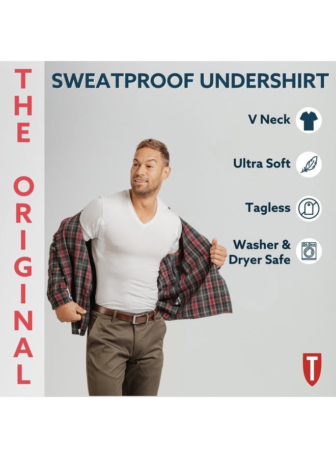 THOMPSON TEE Sweatproof Undershirt for Men with Underarm Sweat Pads (Slim Fit, V-Neck), White, S - Image 4
