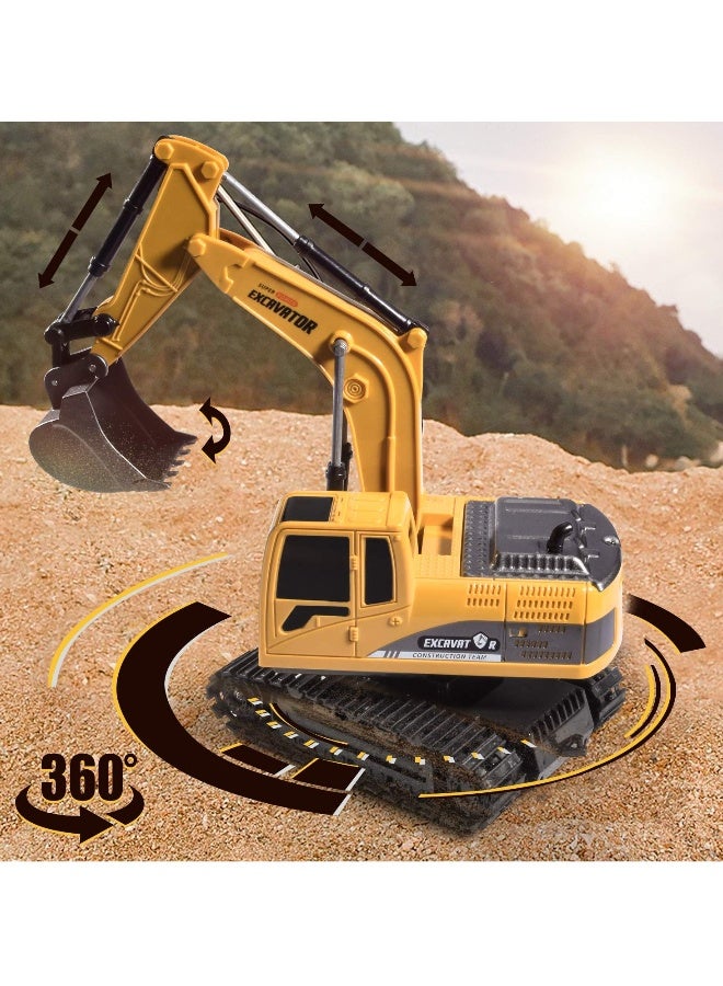 Remote Control Construction Excavator Toy Kids Toy Engineering Digger Truck Remote Control Rechargable Hydraulic Car RC Charging 1:24 With 6 Channel Educational Toys for Kids and Children for 3+ - Image 5