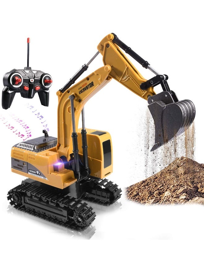 Remote Control Construction Excavator Toy Kids Toy Engineering Digger Truck Remote Control Rechargable Hydraulic Car RC Charging 1:24 With 6 Channel Educational Toys for Kids and Children for 3+ - Image 1