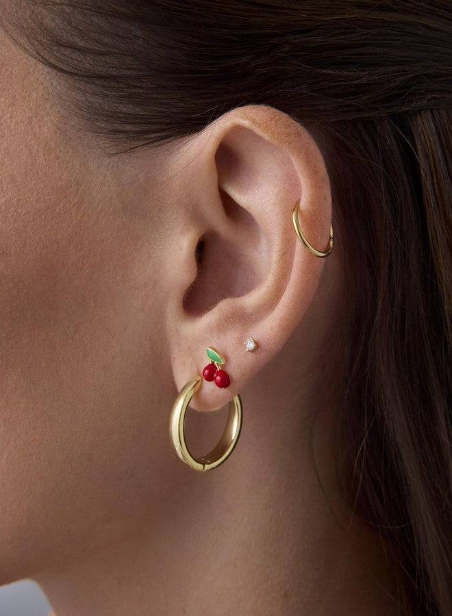 بافوا أقراط حلقية من التيتانيوم مطلية بالذهب الأصفر عيار 14 قيراطًا من بافوي، مناسبة للرجال والنساء | أقراط مفصلية | حلقة غضروفية للأنف | مجوهرات ثقب الحاجز الأنفي | مقاس 20 | قطر 6 مم | سمك 0.8 مم - Image 2