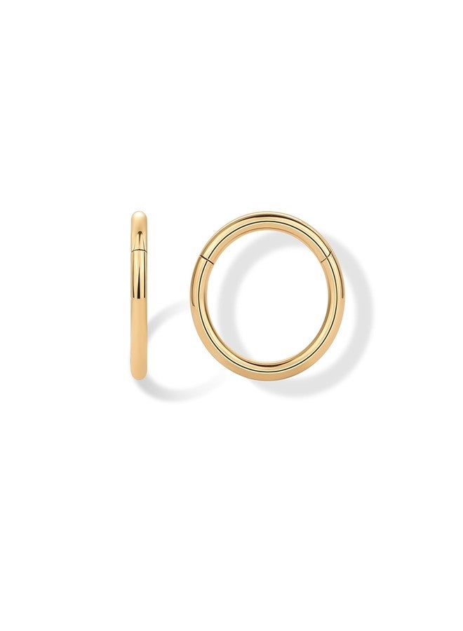 بافوا أقراط حلقية من التيتانيوم مطلية بالذهب الأصفر عيار 14 قيراطًا من بافوي، مناسبة للرجال والنساء | أقراط مفصلية | حلقة غضروفية للأنف | مجوهرات ثقب الحاجز الأنفي | مقاس 20 | قطر 6 مم | سمك 0.8 مم - Image 1