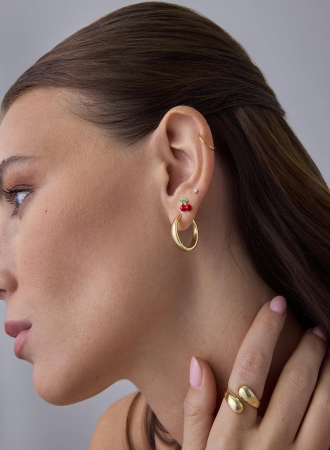 بافوا أقراط حلقية من التيتانيوم مطلية بالذهب الأصفر عيار 14 قيراطًا من بافوي، مناسبة للرجال والنساء | أقراط مفصلية | حلقة غضروفية للأنف | مجوهرات ثقب الحاجز الأنفي | مقاس 20 | قطر 6 مم | سمك 0.8 مم - Image 4