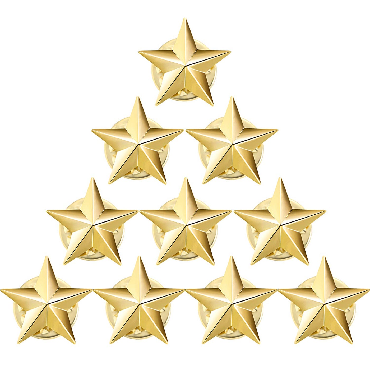 10 Pieces Star Badge Lapel Pin for 4th of July Memorial Day Veterans Day Party Independence Day Celebration Labor Day Theme Party Costume Decorations (Gold)