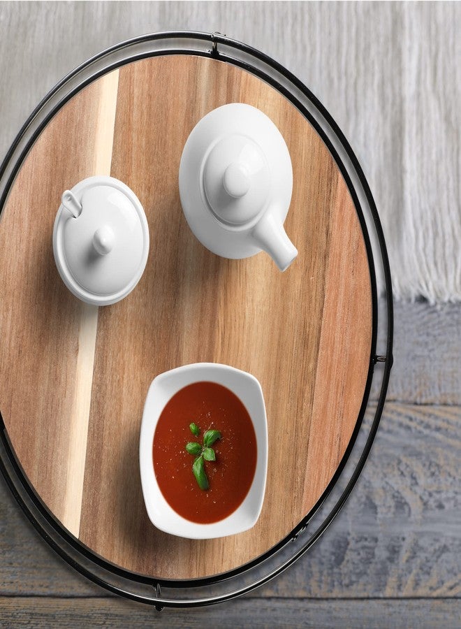Tomoaza [عبوة من قطعتين] منظمات دوارة من خشب الأكاسيا مقاس 9 و10 بوصات بجوانب فولاذية، قاعدة دوارة للخزائن، تخزين دوار للمطبخ على الطاولة، سطح العمل، المخزن - Image 4