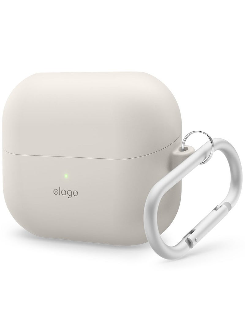 Elago - Silicone Hang for Samsung Galaxy Buds3 and Galaxy Buds 3 Pro Case Cover with Carabiner - Stone - Image 1