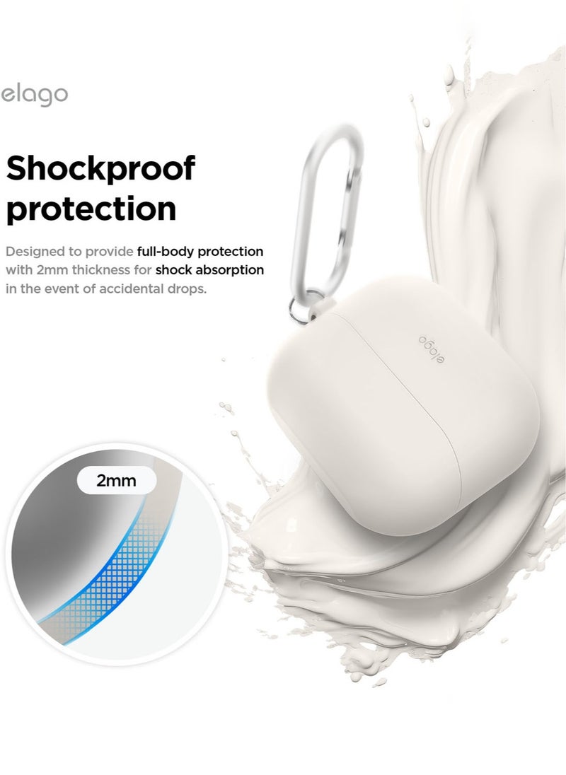 Elago - Silicone Hang for Samsung Galaxy Buds3 and Galaxy Buds 3 Pro Case Cover with Carabiner - Stone - Image 1