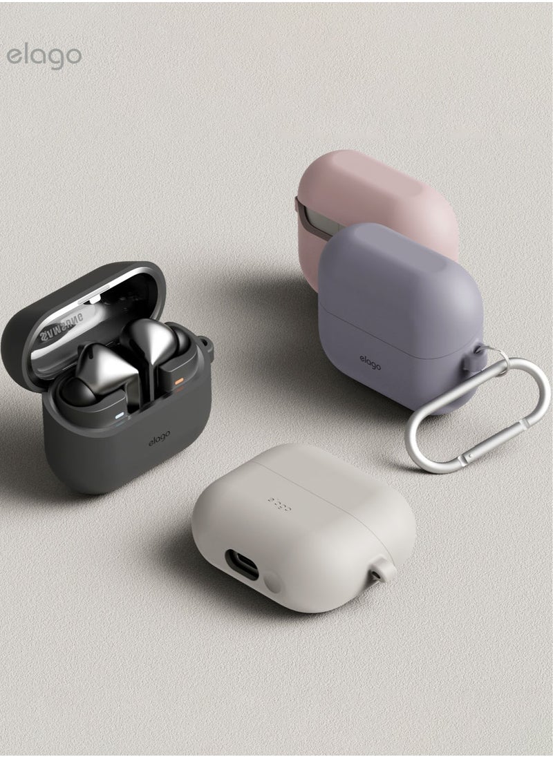 Elago - Silicone Hang for Samsung Galaxy Buds3 and Galaxy Buds 3 Pro Case Cover with Carabiner - Stone - Image 1
