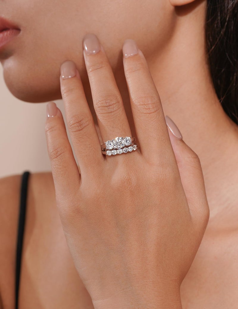 IMOLOVE Moissanite Wedding Band for Women, 6 Stone D Color VVS1 Moissanite Eternity Rings, Stackable Promise Ring for Engagement, Anniversary, Proposal Size 4 - Image 4