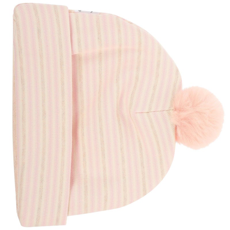 100% Soft Cotton Newborn Hat with Pom Pom Sleeping Cap Size 0-3 Months Pink - Image 2