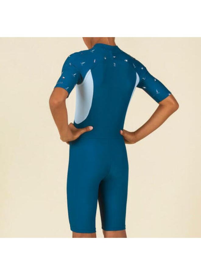 NABAIJI Boy's Wetsuit - Shorty 100 Short Sleeve - Navy Blue / Blue  - Image 4
