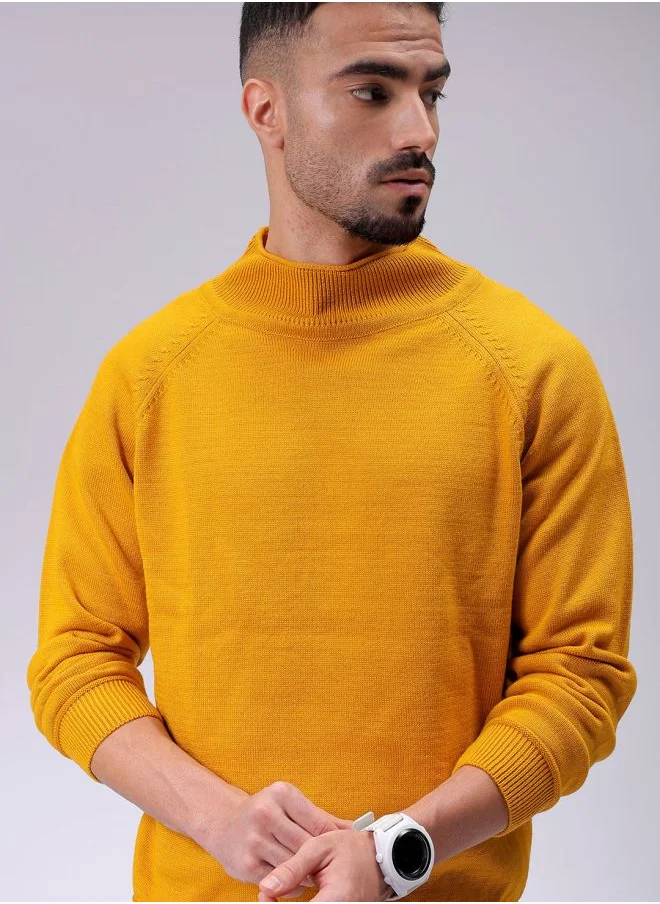شركة المرآب الهندية Men Relaxed Fit Solid High Neck Sweater