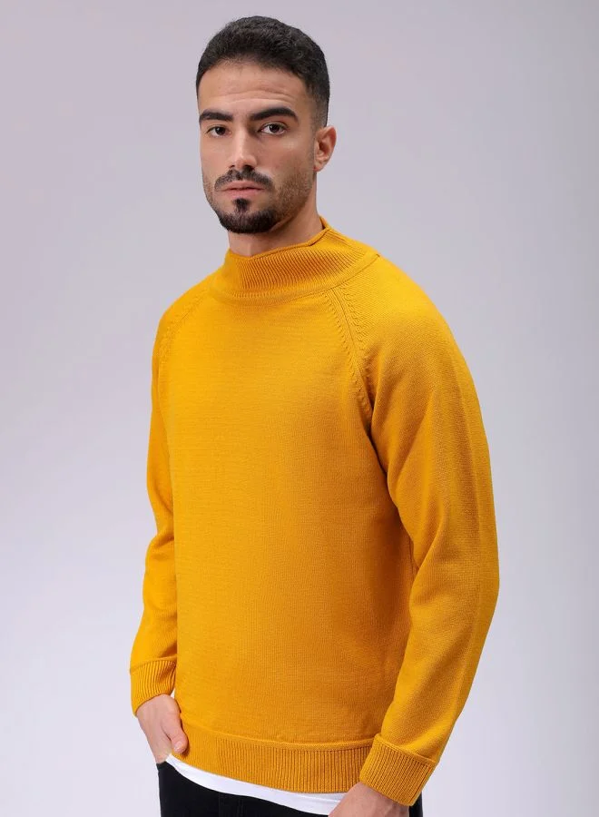 شركة المرآب الهندية Men Relaxed Fit Solid High Neck Sweater