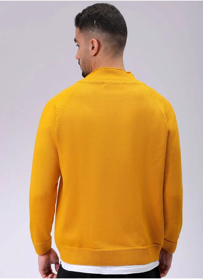 شركة المرآب الهندية Men Relaxed Fit Solid High Neck Sweater