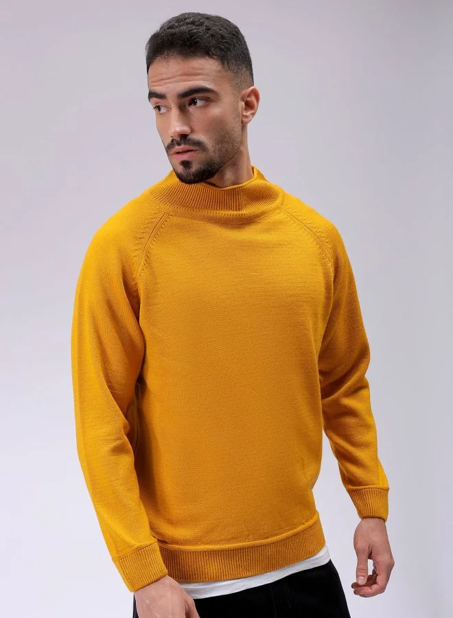 شركة المرآب الهندية Men Relaxed Fit Solid High Neck Sweater