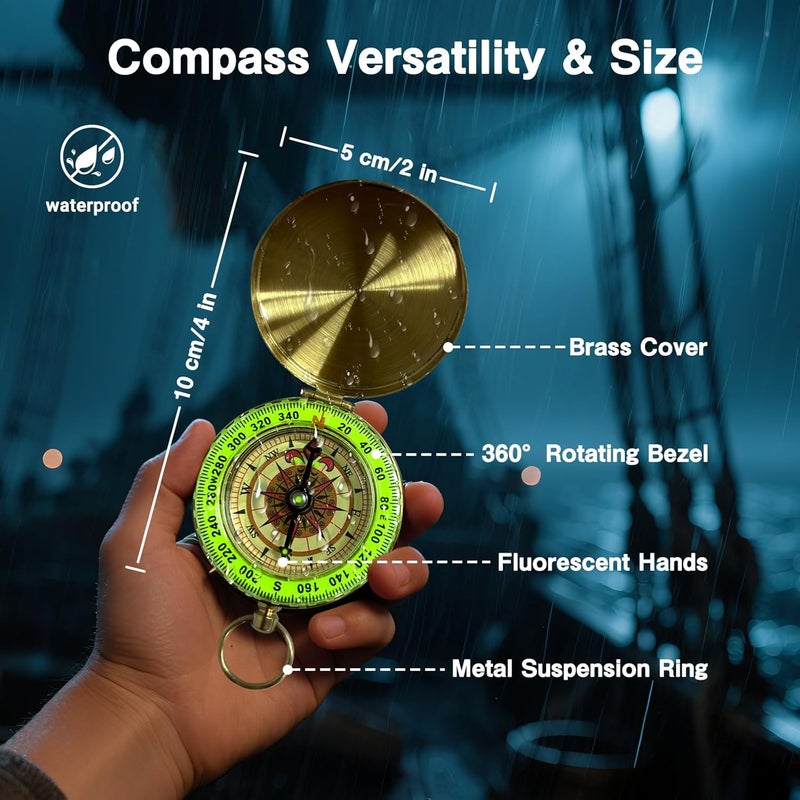 Laupha Retro Pirate Telescope Zoomable 25x30 Spyglass Portable Collapsible Handheld Telescope Vintage Monocular for Kids & Survival Gear Compass Pocket Military Compass for Camping Boating - Image 4