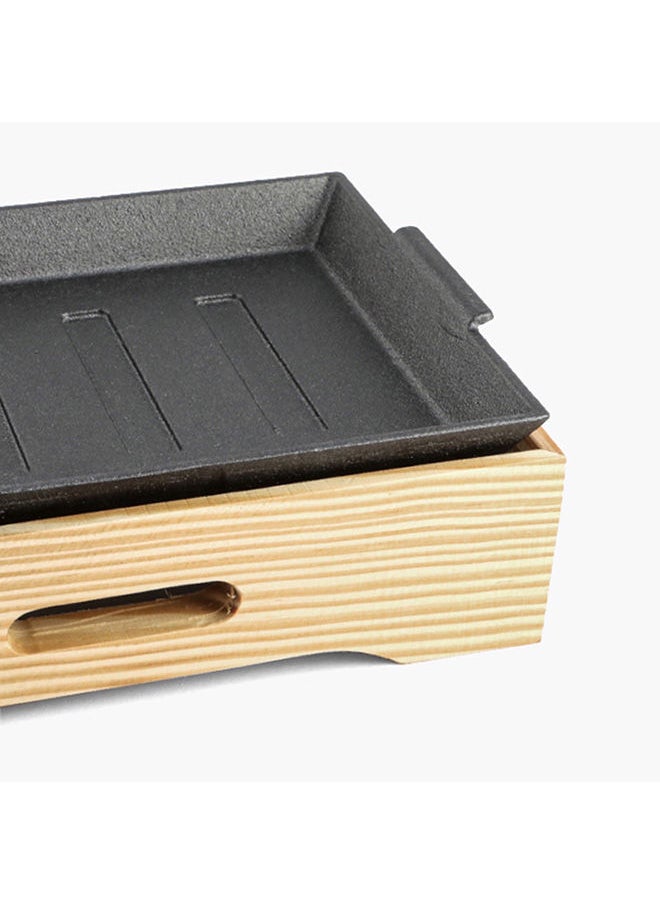 Home Box - Trendy Cast Iron Rectangular Sizzling Plate With Base 24x17x6 cm - Image 1