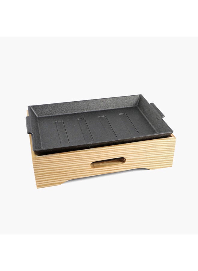 Home Box - Trendy Cast Iron Rectangular Sizzling Plate With Base 24x17x6 cm - Image 1