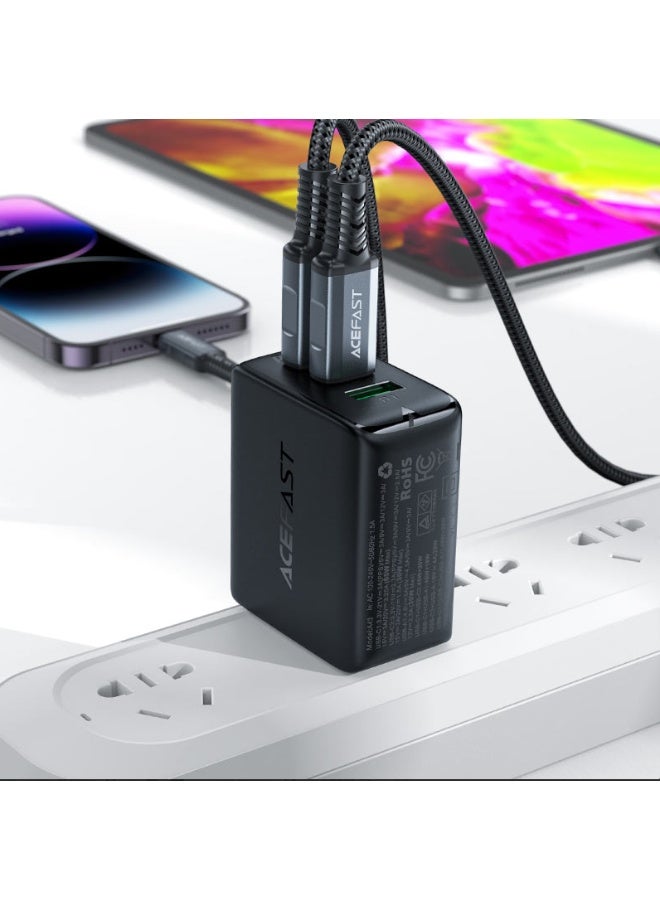 ACEFAST 65W Fast Wall Charger with GaN Technology - Equipped with 3 Ports (2 USB-C and 1 USB-A) - Supports Fast Charging for Phones and Laptops - Black - Image 5