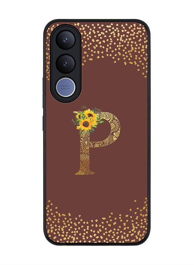 Stylizedd For vivo V70 FE Case,Slim fit Camera Protection, Shockproof Thin Phone cover  - Custom Floral Monogram - P  (Brown ) - Image 1