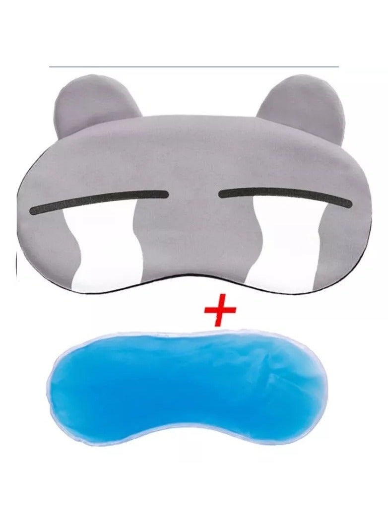 قطعة واحدة لطيفة من غطاء العين المنفوش الناعم معصوب العينين أثناء السفر والنوم لقناع العين وقناع النوم مع عبوة جل قناع العين الجل وسادات باردة وباردة (تصميم متنوع) - Image 1