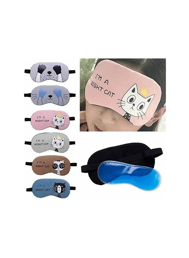 قطعة واحدة لطيفة من غطاء العين المنفوش الناعم معصوب العينين أثناء السفر والنوم لقناع العين وقناع النوم مع عبوة جل قناع العين الجل وسادات باردة وباردة (تصميم متنوع) - Image 2