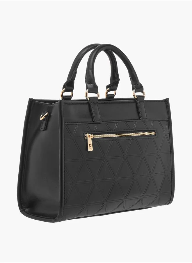ELLE Women Quilted Tote Bag with Double Handle and Zip Closure