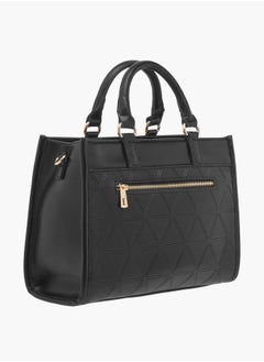 ELLE Women Quilted Tote Bag with Double Handle and Zip Closure  - Image 3