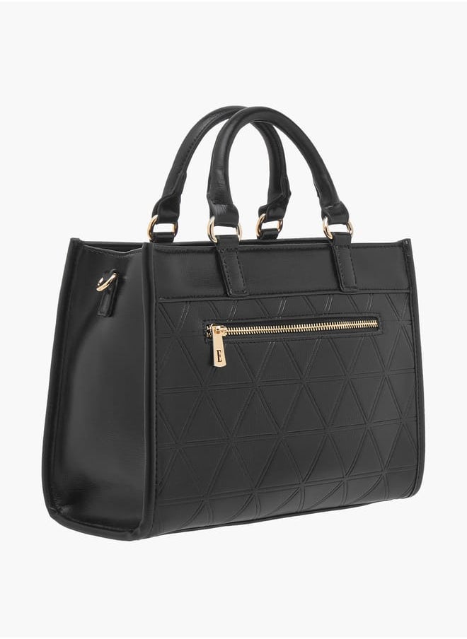 ELLE Women Quilted Tote Bag with Double Handle and Zip Closure  - Image 3