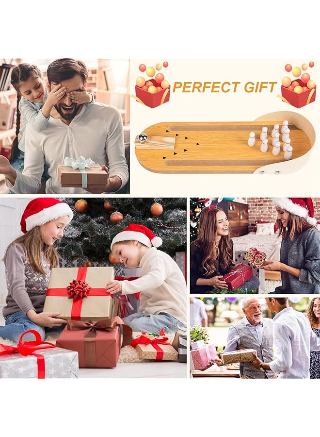 X spring Desk Bowling Game Wooden Tabletop Bowling Game Mini Bowling Toy With 10 Bowling Pins And Metal Bowling Ball Mini Bowling Game Set Mini Bowling Game Set Tabletop Toy For Kids - Image 4