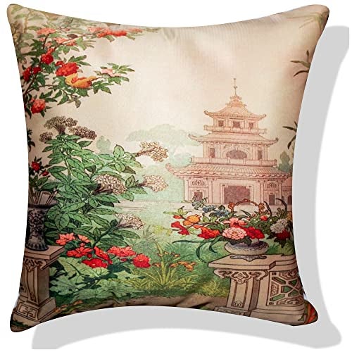 Vendola Decorative Satin Sofa Cushion Covers Set of 5, 18 inch x 18 inch, Sofa Pillow Cover, Ethnic Festive, Multicolor, Palace, Rajasthani Design Zipper Closure (Dwars, 18X18 Inches) - Image 3