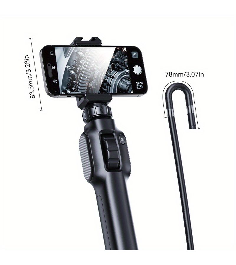 Industrial HD Endoscope With 360 Rotating 8mm Lens Charging Function Iphone Android Outdoor Use Record Photos Detect Small Spaces Black 39.37in - Image 2