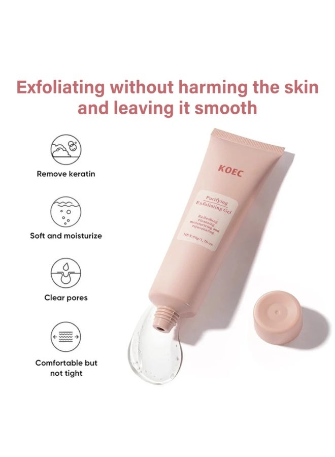 KOEC جل تقشير م purifying بوزن 50 جرام مقشر لطيف للوجه منظف مقشر للجسم والوجه مقشر لطيف للوجه منظف لجميع أنواع البشرة مرطب مغذي إصلاح ينظف الأوساخ والزيوت مقشر للوجه - Image 4
